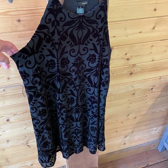 Aqua Black Velvet Print Dress Large - Picture 4 of 8